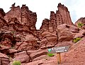 Climbers' access to Ancient Art (left) and Kingfisher Tower (right) from Fisher Towers Trail