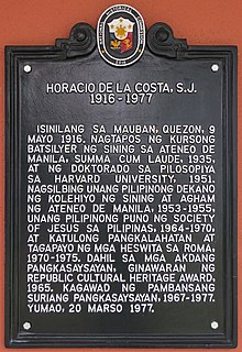 Horacio de la Costa, SJ historischer marker.jpg