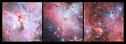 Hot and brilliant O-type main-sequence stars in star-forming regions. These are all regions of star formation that contain many hot young stars including several bright stars of spectral type O. Hot and brilliant O stars in star-forming regions.jpg