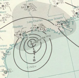 Mapa počasí Hurricane Cindy 1963-09-17.png