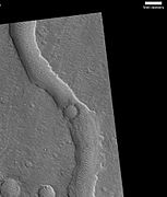 Hypanis Valles, as seen by HiRISE. Scale bar is 500 meters long.