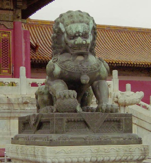 A Ming-era guardian lion in the Forbidden City