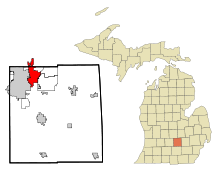 Ingham County Michigan Incorporated and Unincorporated areas East Lansing Highlighted.svg