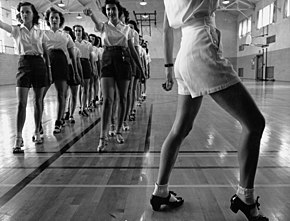 Tap dancing class at Iowa State College, 1942 Iowatapdancers.jpg