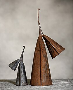 Ghanaian iron gankoqui bells. Iron bells.JPG