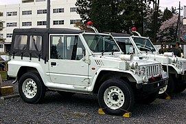 A Mitsubishi Type 73 Light Truck used by the Japan Ground Self-Defense Force, the JGSDF police.