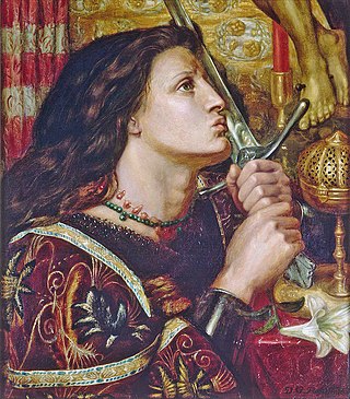 <i>Joan of Arc Kissing the Sword of Deliverance</i> Painting by Dante Gabriel Rossetti