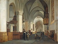 Interior of the Sint Bavokerk in Haarlem label QS:Len,"Interior of the Sint Bavokerk in Haarlem" label QS:Lpl,"Wnętrze kościoła św. Bawona w Haarlemie" label QS:Lnl,"Interieur van de Sint Bavokerk te Haarlem" 1674. oil on canvas medium QS:P186,Q296955;P186,Q12321255,P518,Q861259 . 52 × 67.5 cm (20.4 × 26.5 in). Amsterdam, Rijksmuseum Amsterdam.