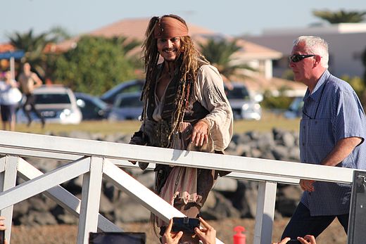Johnny Depp op de set in Queensland, Australië (juni 2015)