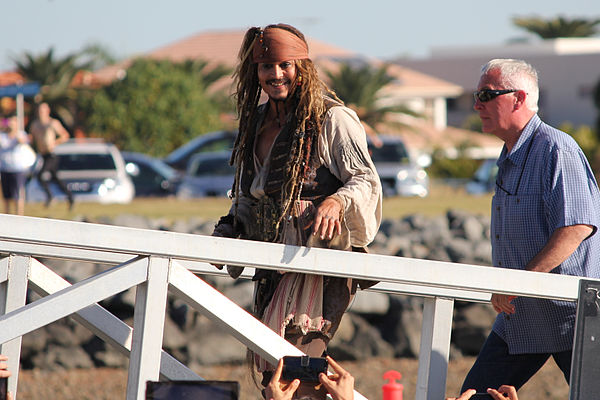 Depp on set in Queensland in June 2015