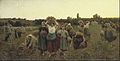 ジュール・ブルトン『落穂拾いの招集』1859年。油彩、キャンバス、90.5 × 176 cm。オルセー美術館[191]。