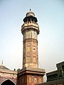 The minaret of the Wazir Khan Mosque in Lahore, Pakistan