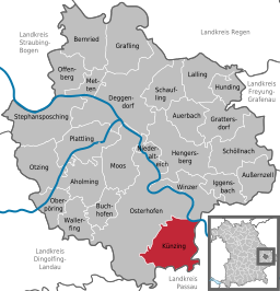 Läget för Künzing i Landkreis Deggendorf