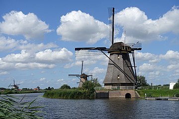 View of windmills of Kinderdijk