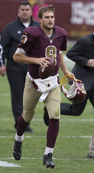 Quarterback Kirk Cousins wearing a Washington Redskins throwback uniform in 2015