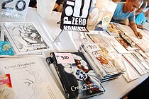 Works by Filipino artists are sold at conventions. Komikon 2009 May - local comics on display.JPG