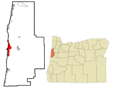 Lincoln County Oregon Incorporated and Unincorporated areas Newport Highlighted.svg