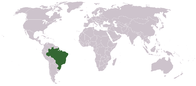 نقشه‌ای نشان‌دهنده جایگاه برزیل در نقشه