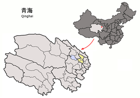 Location of Xining Prefecture within Qinghai (China).png