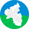 weißer Umriss von RLP auf grün-blauem Hintergrund (kreisförmig)