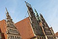 * Nomination Gable of the Stadtweinhaus, the historic town hall and the top of the Stadthausturm at Prinzipalmarkt in Münster, North Rhine-Westphalia, Germany --XRay 04:08, 10 September 2021 (UTC) * Promotion  Support Good quality.--Agnes Monkelbaan 04:18, 10 September 2021 (UTC)