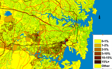 Macedonians are concentrated in three major areas of Sydney Macedonian lang Syd.png