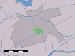 Das Dorf (dunkelgrün) und der statistische Bezirk (hellgrün) Bovenkerk in der ehemaligen Gemeinde Vlist