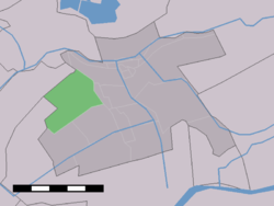 The village (dark green) and the statistical district (light green) of Het Beijersche in the former municipality of Vlist.