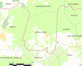 Mapa obce Orgnac-l’Aven