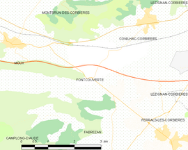 Mapa obce Fontcouverte