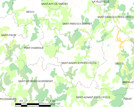 Mapa obce Saint-Maurice-près-Crocq