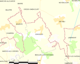 Mapa obce Ognolles