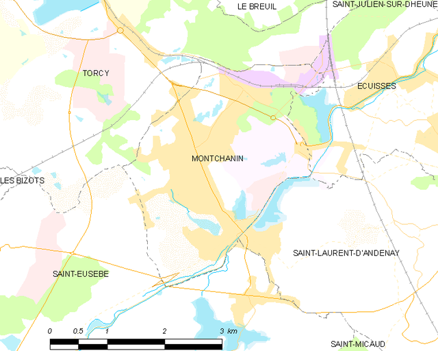 Poziția localității Montchanin