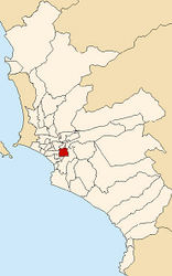 Location of the district in the province of Lima