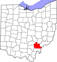 Harta e Athens County në Ohio