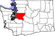 Harta statului Washington indicând comitatul King