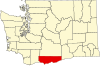 Mapa de Washington con la ubicación del condado de Klickitat