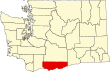 Harta statului Washington indicând comitatul Klickitat