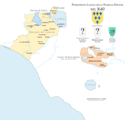 Duchy of Castro and other Farnese possessions in 1640