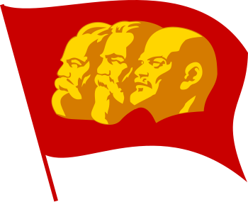 Representación habitual de Marx, Engels y Lenin