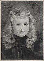 Portret van dochter J.C.W. Mollerus (1894-1972). Aquarel, ca. 1900.