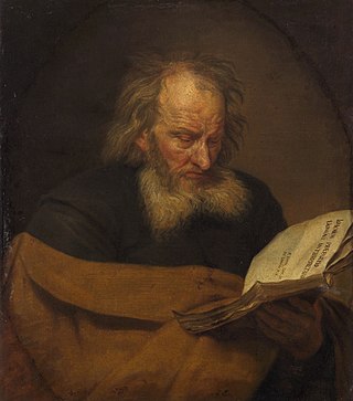 <i>Saint Joachim Reading a Book</i> 1650s painting by Michaelina Wautier