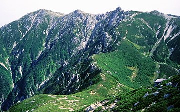 Mt. Kisokoma and Mt. Hōken seen from Mount Sannosawa