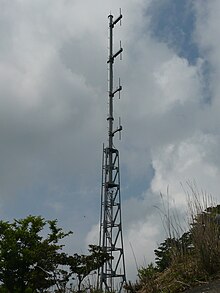 Collinear dipole array on repeater for radio station JOHG-FM on Mt. Shibisan, Kagoshima, Japan NHK-JOHG-FM Akune Repeater.JPG