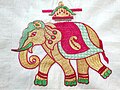 An Elephant Needlework on a traditional Kerala Saree