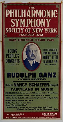 Poster for New York Philharmonic Young People's Concert, conductor Rudolf Ganz, January 19, 1942 New York Philharmonic Young People's Concert, conductor Rudolf Ganz, January 19, 1942.jpg