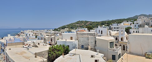 Panoramic view at Mandraki, capital of Nisyros Island, Greece