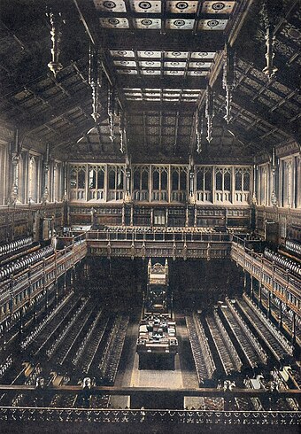 The old chamber of the House of Commons was in use between 1852 and 1941, when it was destroyed by German bombs in the course of the Second World War.