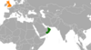 Location map for Oman and the United Kingdom.