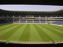 Orlando Stadium in Johannesburg, South Africa, hosted the first leg. Orlando Stadium.jpg